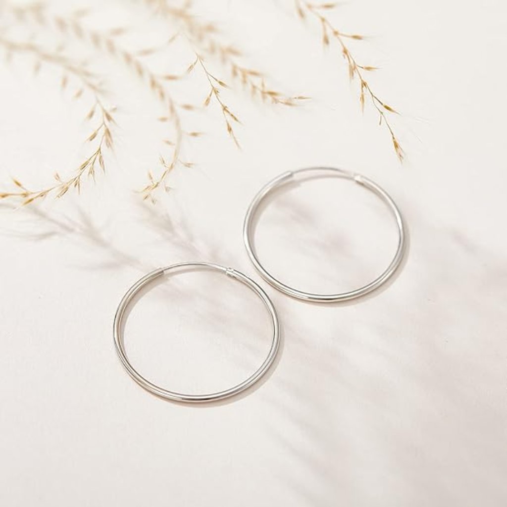 925 Sterling Silver Hoop For Women Lightweight Endless Silver Thin Hoop Trendy 96$